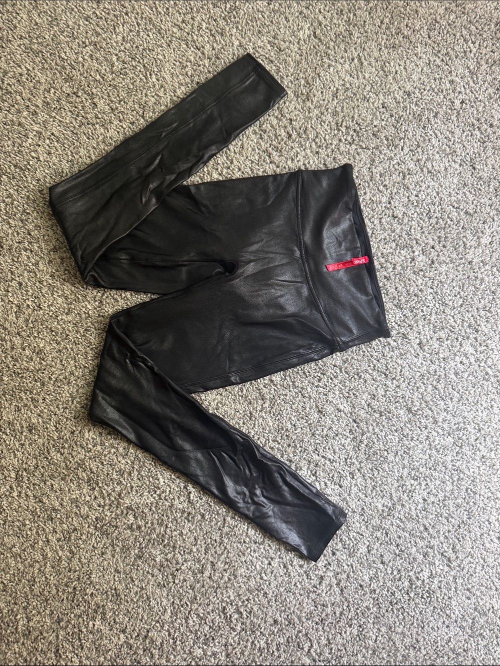 SPANX Black Faux Leather High-Rise Leggings - Picture 4 of 5